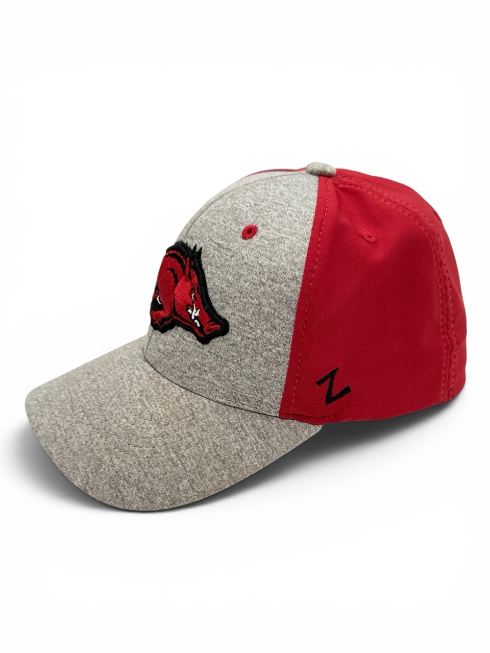 Zephyr  Arkansas Razorbacks NCAA Red Heather Gray Stretch Fit Cap Hat Size Small
